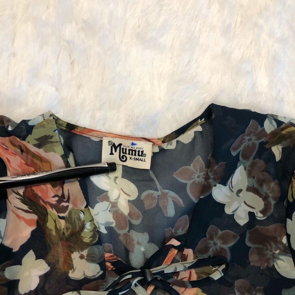 Show Me Your MuMu Floral Print  Bell Sleeve Top XS - Picture 5 of 8